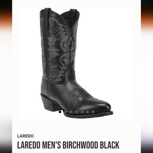 Laredo Men's Birchwood Black Western Boots Leather Mens Size 8.5 Round Toe